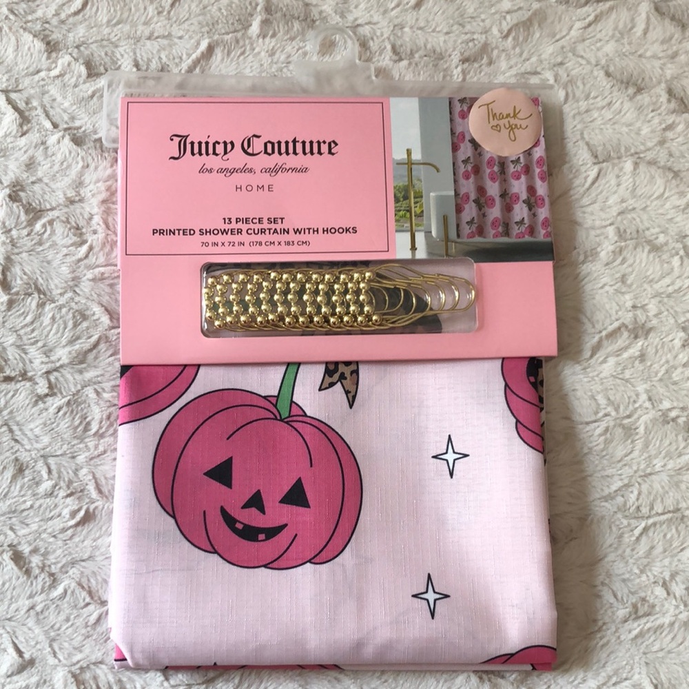 Juicy Couture Pink Jack O’Lantern Shower Curtain - Halloween